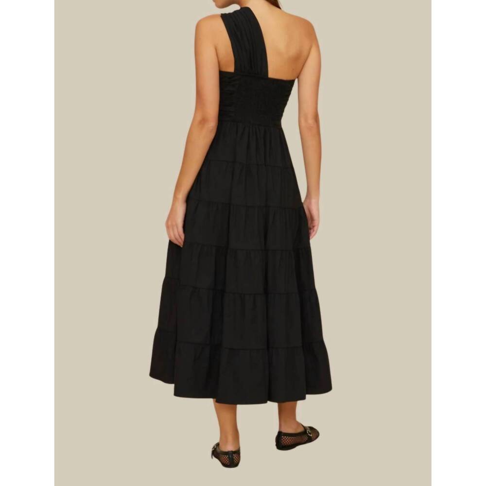 NEW LUCY PARIS christy poplin one shoulder dress in black - Picture 3 of 3